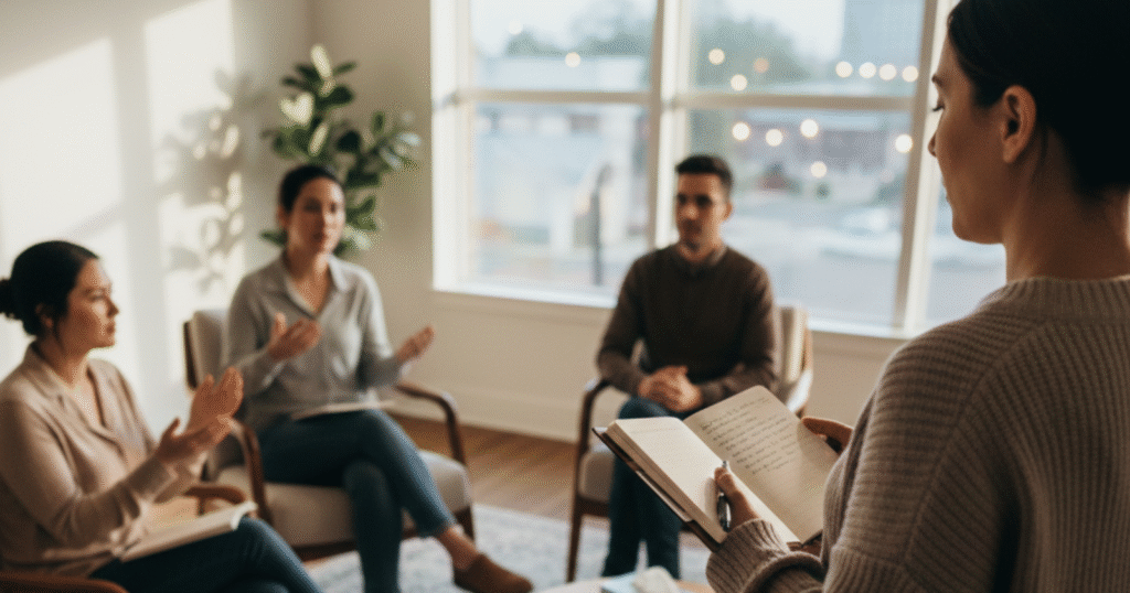 Small group therapy session for Intensive Outpatient Program in Austin.