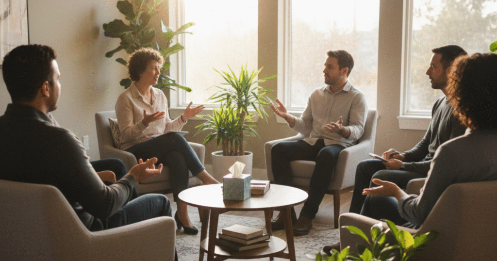 Small group therapy session for Intensive Outpatient Program in Austin.